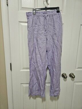 J. Crew 100% Linen Pants XL Purple